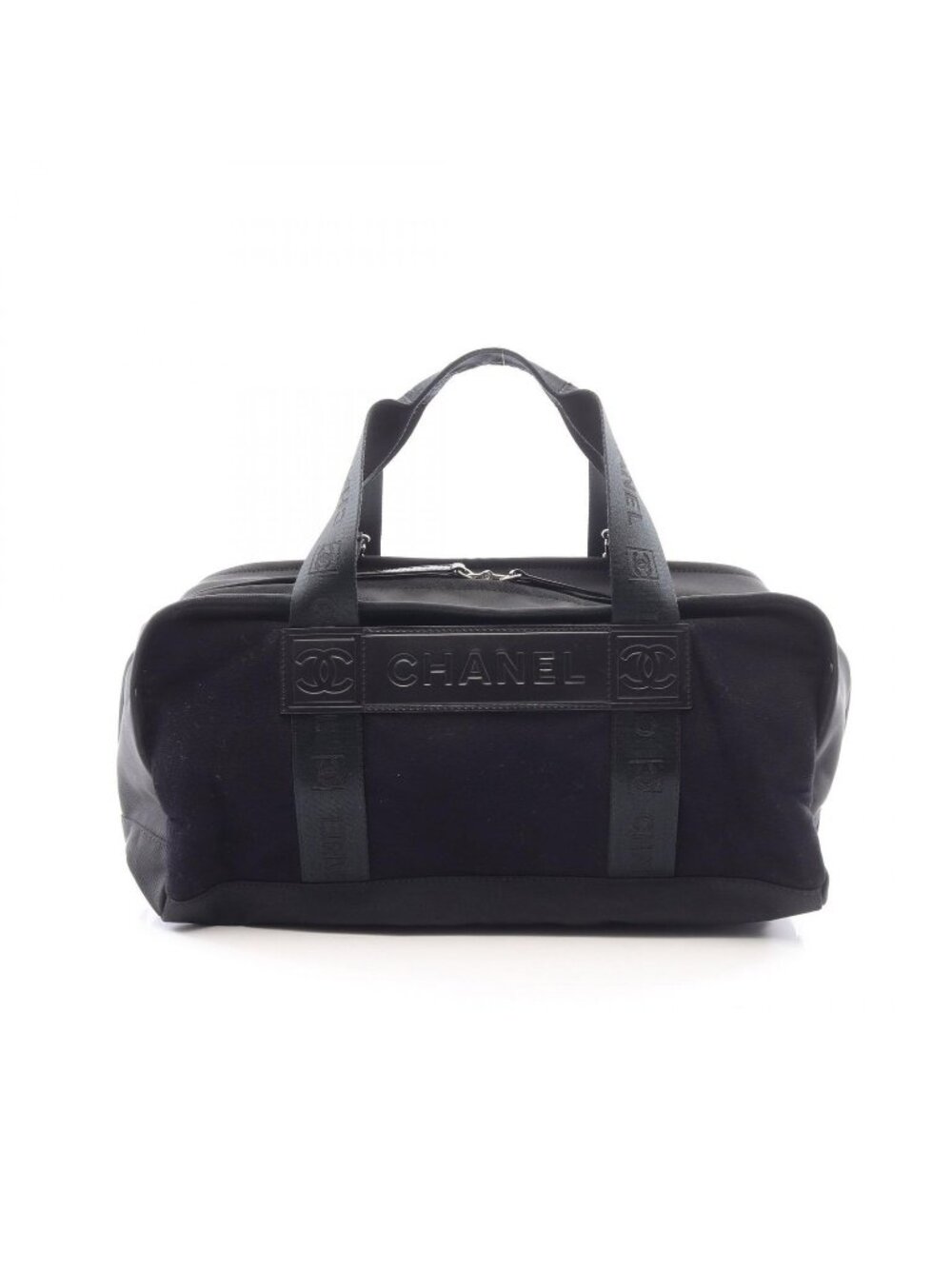 Chanel Tote Sports Line Black Wool Leather Mini Boston Bag